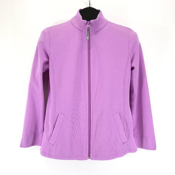 T by Talbots Zip Front Jacket Women's Small Petite Purple Pockets Active Outdoor - Picture 1 of 10